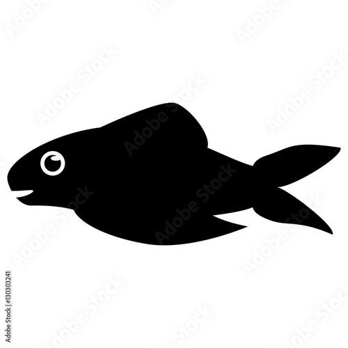 Fish animal cartoon icon. Sea life ecosystem fauna and ocean theme. Isolated and silhouette design. Vector illustration
