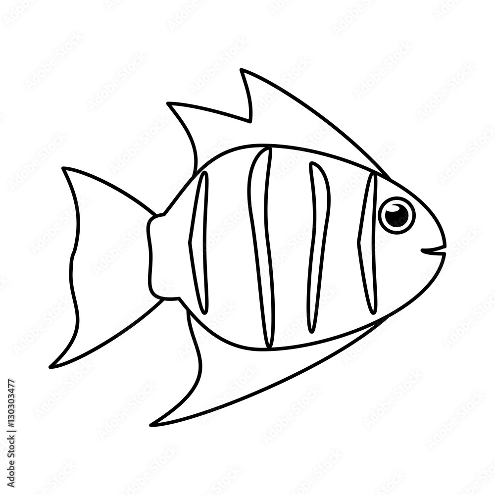 Obraz premium Fish animal cartoon icon. Sea life ecosystem fauna and ocean theme. Isolated and silhouette design. Vector illustration