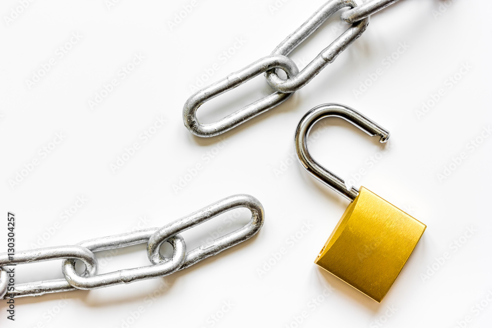 concept data protection metal chain on white background concept data protection metal chain on white background