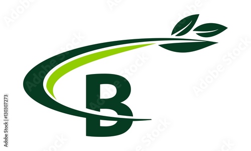Swoosh Leaf Letter B
