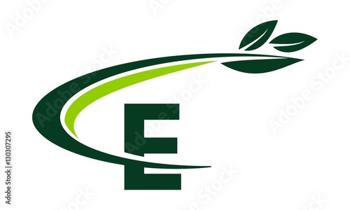 Swoosh Leaf Letter E