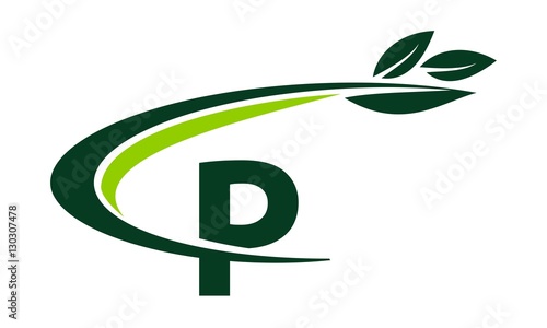 Swoosh Leaf Letter P