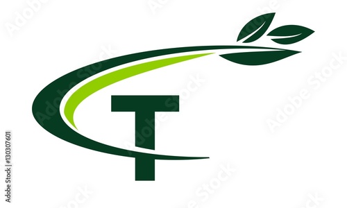 Swoosh Leaf Letter T