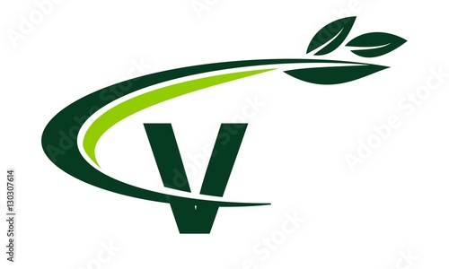 Swoosh Leaf Letter V