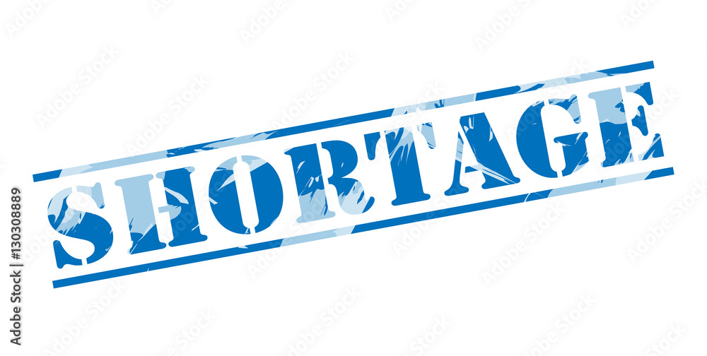 Φωτογραφία shortage blue stamp on white background