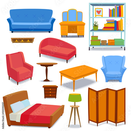 Furniture icons vector isolated