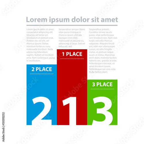 Three colorful banners in the form of a pedestal.