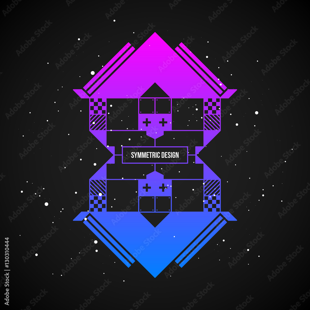 Futuristic design element in 80s style with colorful gradient on dark background. Useful as poster or print. Futuristic design element in 80s style with colorful gradient on dark background. Useful as poster or print.