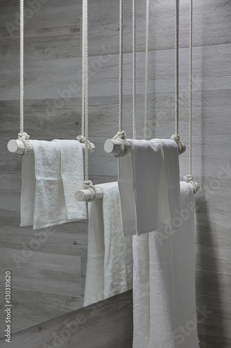 White wooden towel holders