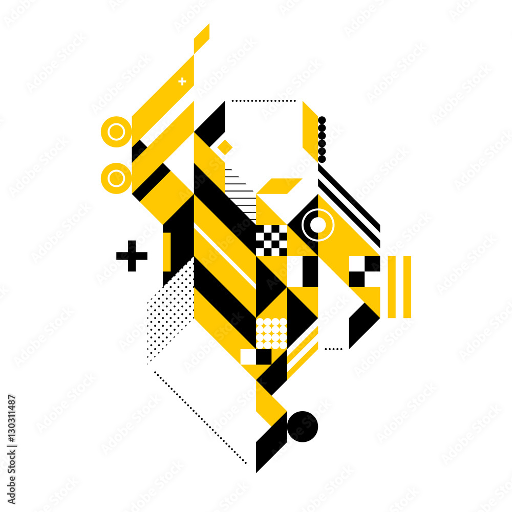 Abstract composition of complex geometric shapes. Style of modern art and  graffiti. The design element is isolated on a white background, it's very  simple to change main or background color. Stock Vector |