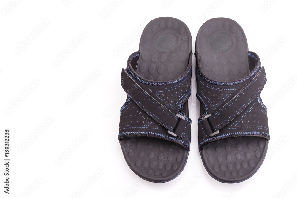 New black men's sandals isolated on white New black men's sandals isolated on white
