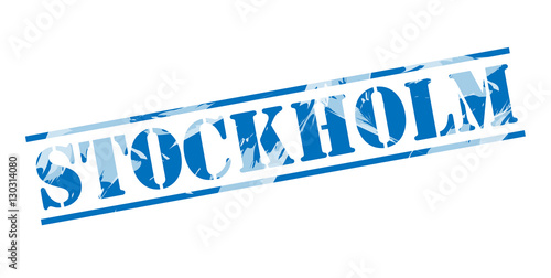 Photography stockholm blue stamp on white background