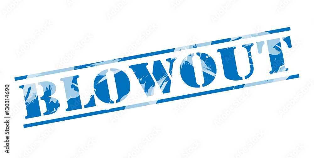 blowout blue stamp on white background