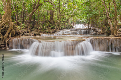 Landscape of deep forest waterfall in National Park, Kanjanaburi