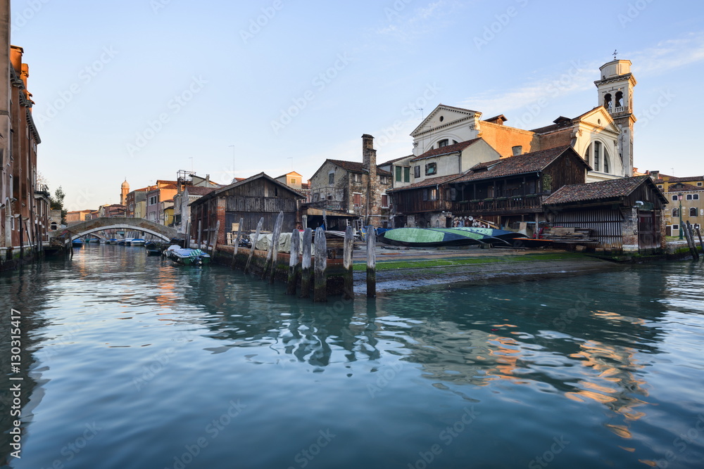 Gondola boatyard in the Dorsoduro district of Venice, Veneto Gondola boatyard in the Dorsoduro district of Venice, Veneto