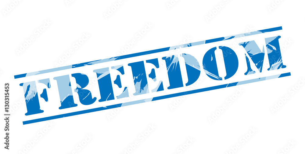 freedom blue stamp on white background