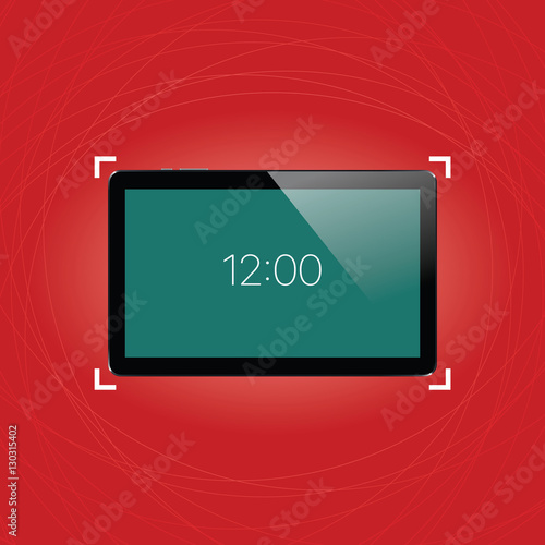 Digital tablet with shiny sensor screen. Electronic smart device. Mobile gadget.