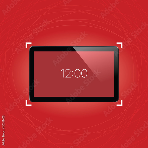 Digital tablet with shiny sensor screen. Electronic smart device. Mobile gadget.