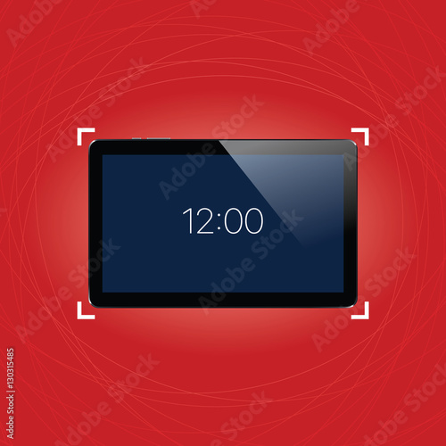 Digital tablet with shiny sensor screen. Electronic smart device. Mobile gadget.