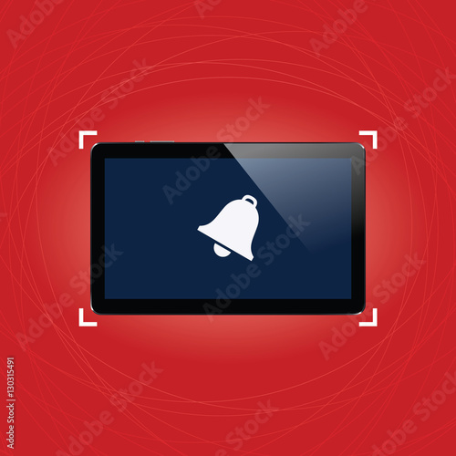 Digital tablet with shiny sensor screen. Electronic smart device. Mobile gadget.