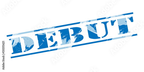 debut blue stamp on white background