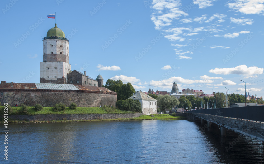  Vyborg castle from the embankment, tower of St. Olav