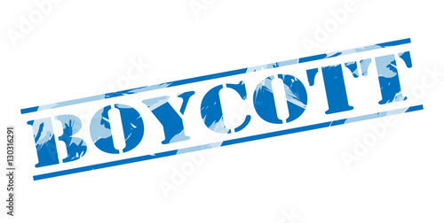 boycott blue stamp on white background