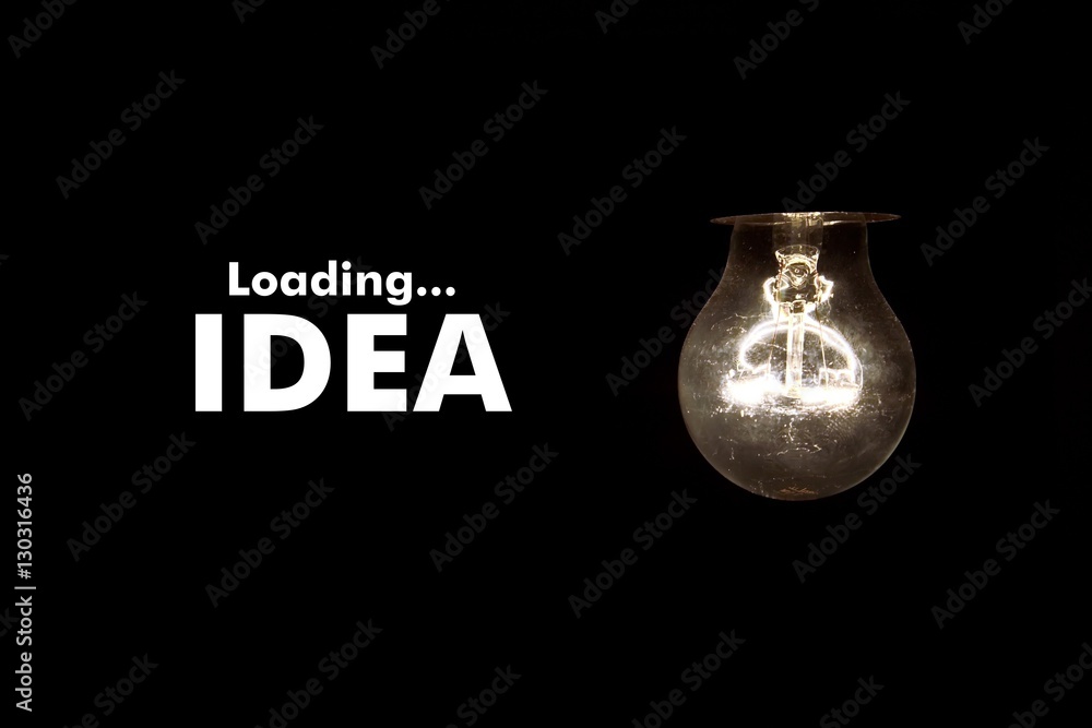 Bulb with message LOADING IDEA Bulb with message LOADING IDEA