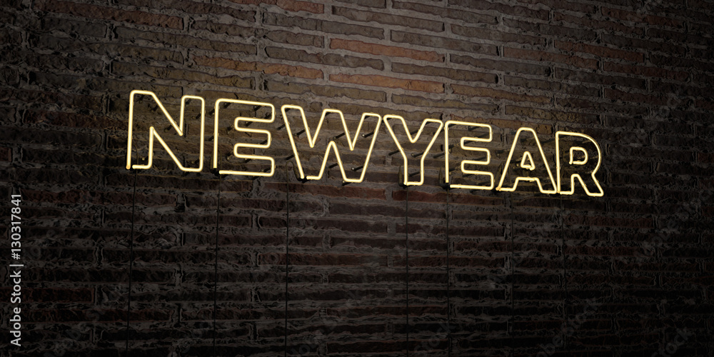 NEWYEAR Realistic Neon Sign on Brick