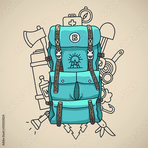 Blue tourist backpack