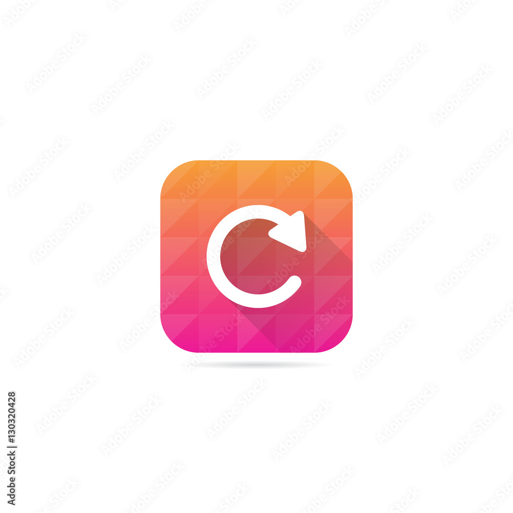 Modern Refresh Reload or Rotate Icon With Long Shadow Modern Refresh Reload or Rotate Icon With Long Shadow
