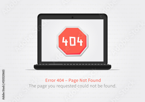 Error 404 page layout vector design. Website 404 page creative concept with laptop. 404 web page error creative design. Modern 404 page not found concept. The page you requested could not be found.
