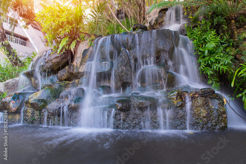 Waterfall in garden at the public park