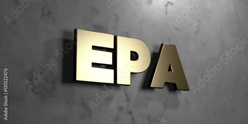 Epa - Gold sign mounted on glossy marble wall  - 3D rendered royalty free stock illustration. This image can be used for an online website banner ad or a print postcard. photo