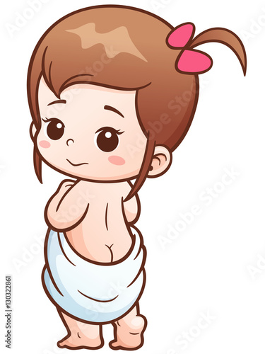 Vector Illustration of Baby Girl Cartoon