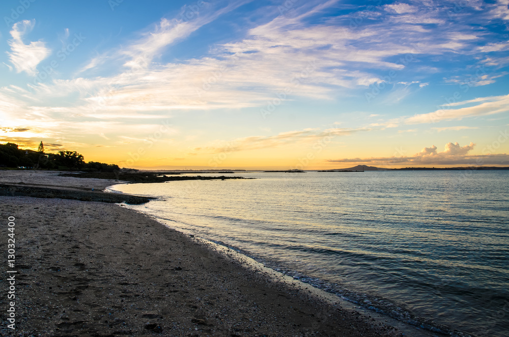 Fototapeta premium Beautiful sunset of Omana Regional Park in Auckland, New Zealand.