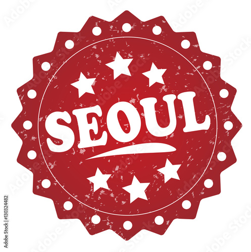 Photography seoul grunge stamp on white background