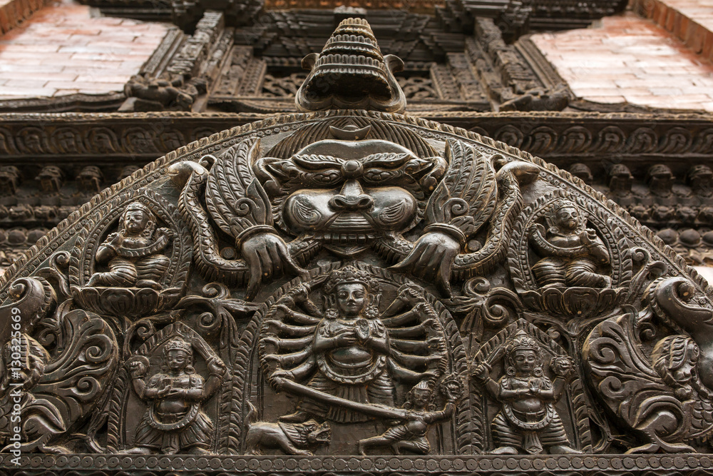 Carved statues on the Durbar Square in Kathmandu Nepal Carved statues on the Durbar Square in Kathmandu Nepal