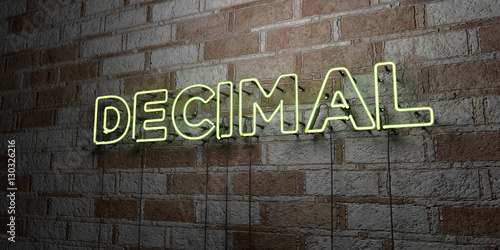 DECIMAL - Glowing Neon Sign on stonework wall - 3D rendered royalty free stock illustration.  Can be used for online banner ads and direct mailers.. photo