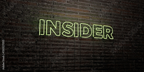 Quadro su tela INSIDER -Realistic Neon Sign on Brick Wall background - 3D rendered royalty free stock image