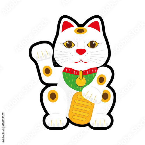 maneki neko lucky cat icon vector illustration graphic design