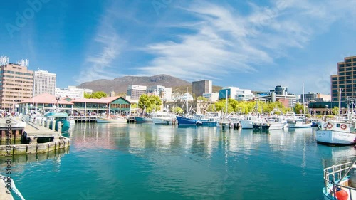 Hobart Tasmania Harbour Marina on a Sunny Day in Australia with Mount Wellington in the Background photo
