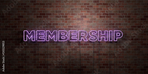 MEMBERSHIP - fluorescent Neon tube Sign on brickwork - Front view - 3D rendered royalty free stock picture. Can be used for online banner ads and direct mailers.. photo