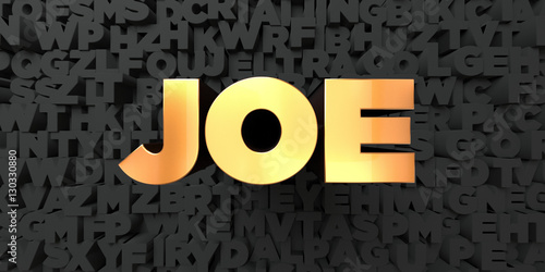Canvas Print Joe - Gold text on black background - 3D rendered royalty free stock picture