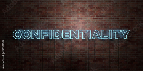 Slika na platnu CONFIDENTIALITY - fluorescent Neon tube Sign on brickwork - Front view - 3D rendered royalty free stock picture