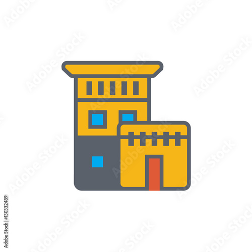 Vector icon or illustration with house in outline style photo