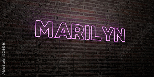 MARILYN -Realistic Neon Sign on Brick Wall background - 3D rendered royalty free stock image. Can be used for online banner ads and direct mailers.. photo