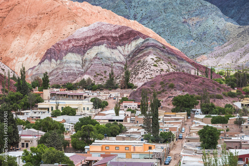 Purmamarca and the Hill of Seven Colours (Cerro de los Siete Colores), Quebrada de Purmamarca, Jujuy Province, North Argentina