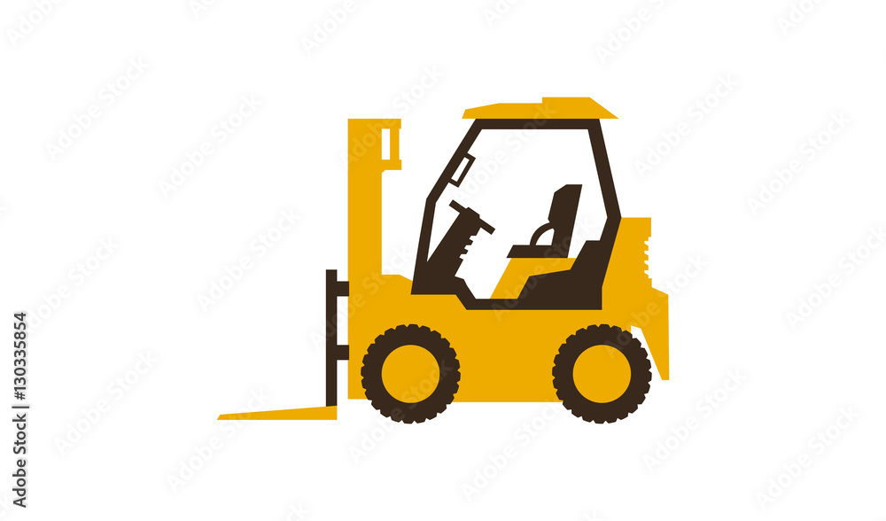 Icon forklift truck. Construction machinery. Vector illustration. Sleek style.