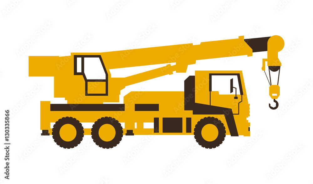 Icon truck crane. Construction machinery. Vector illustration. Sleek style.